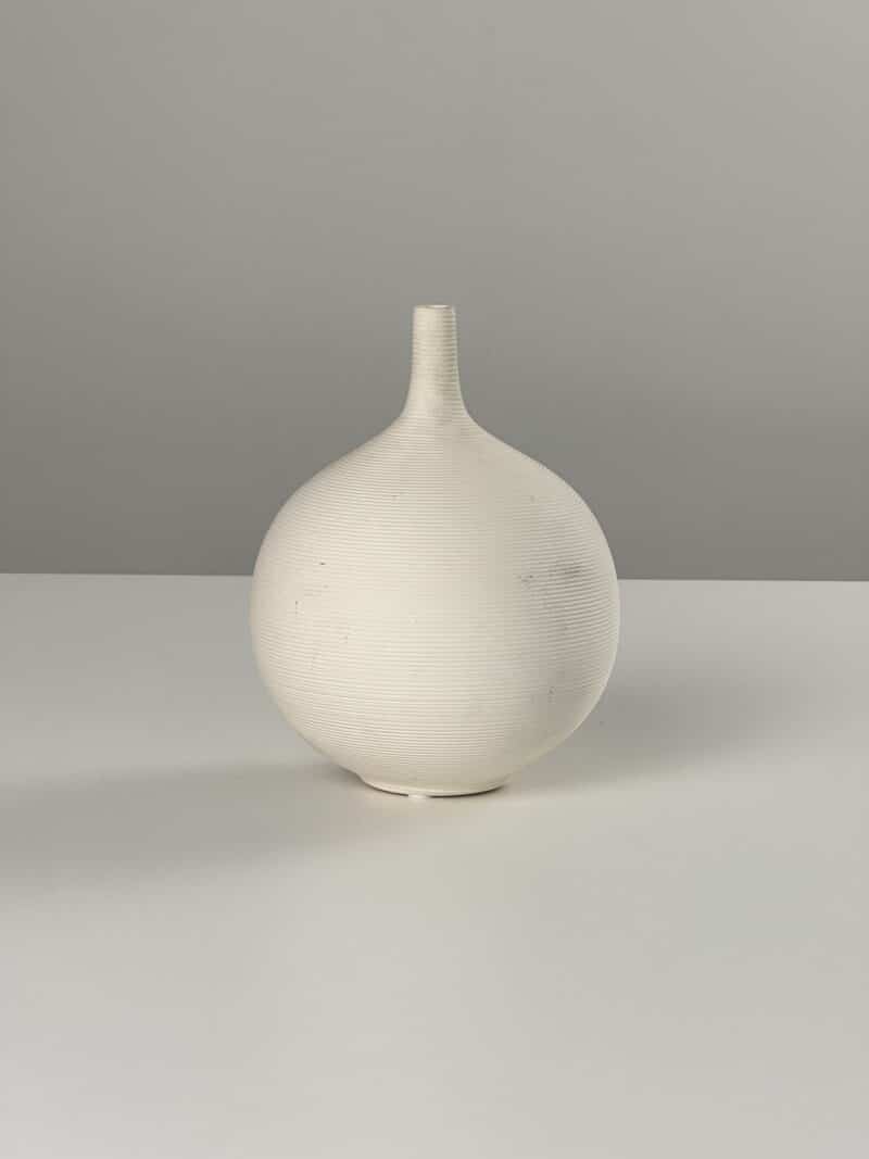 Textured Round Ceramic Vase – Cream 23cm – Ex-Display