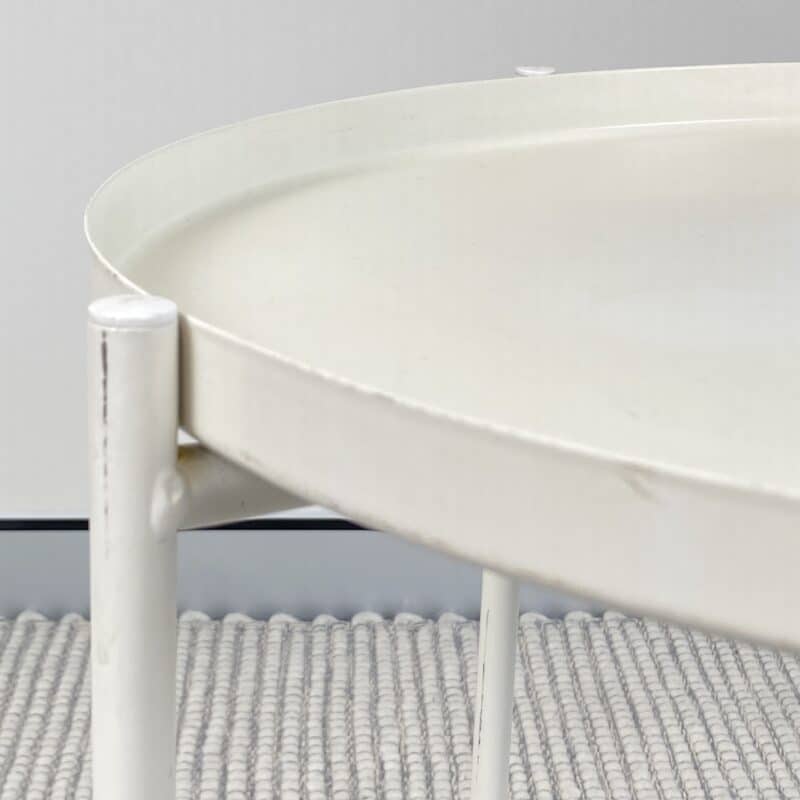 Modern Steel Tray Table – Cream White – Ex-Display