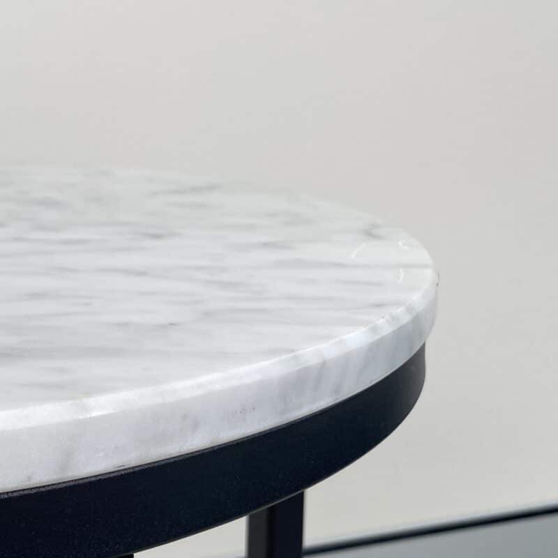 Modern Round Marble Side Table – Black & White 51cm – Ex-Display