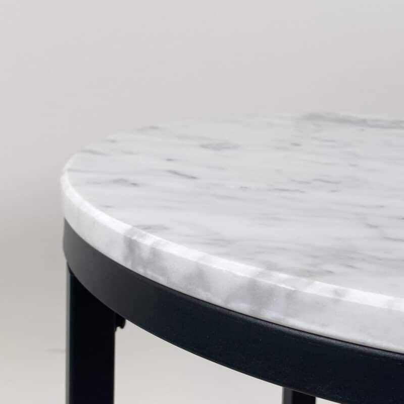 Modern Round Marble Side Table – Black & White 51cm – Ex-Display