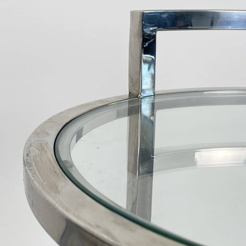 Contemporary Versatile Glass Top Side Table – Chrome – Ex-Display