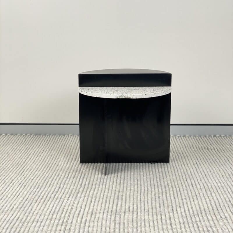 Modern Metal & Terrazzo Side Table – Black & White – Ex-Display