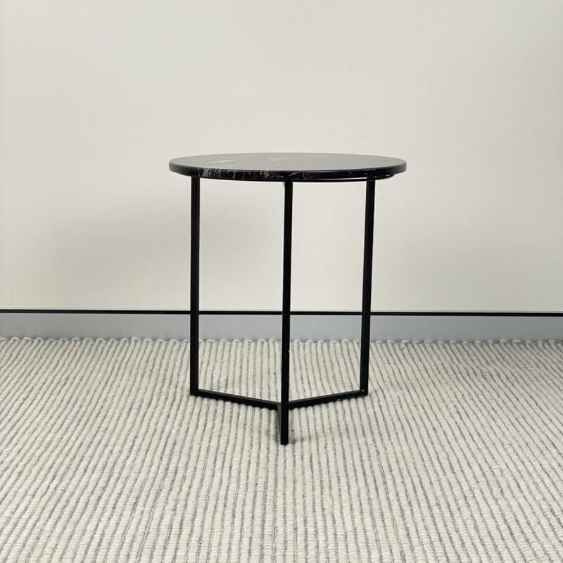 Sleek Round Marble Side Table – Black – Ex-Display