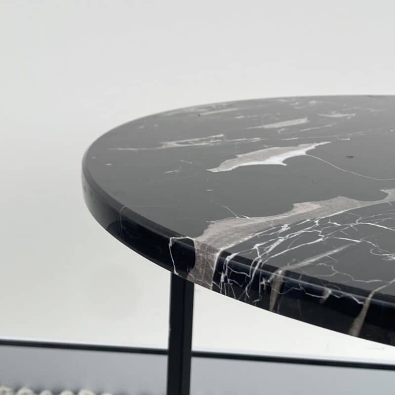 Sleek Round Marble Side Table – Black – Ex-Display