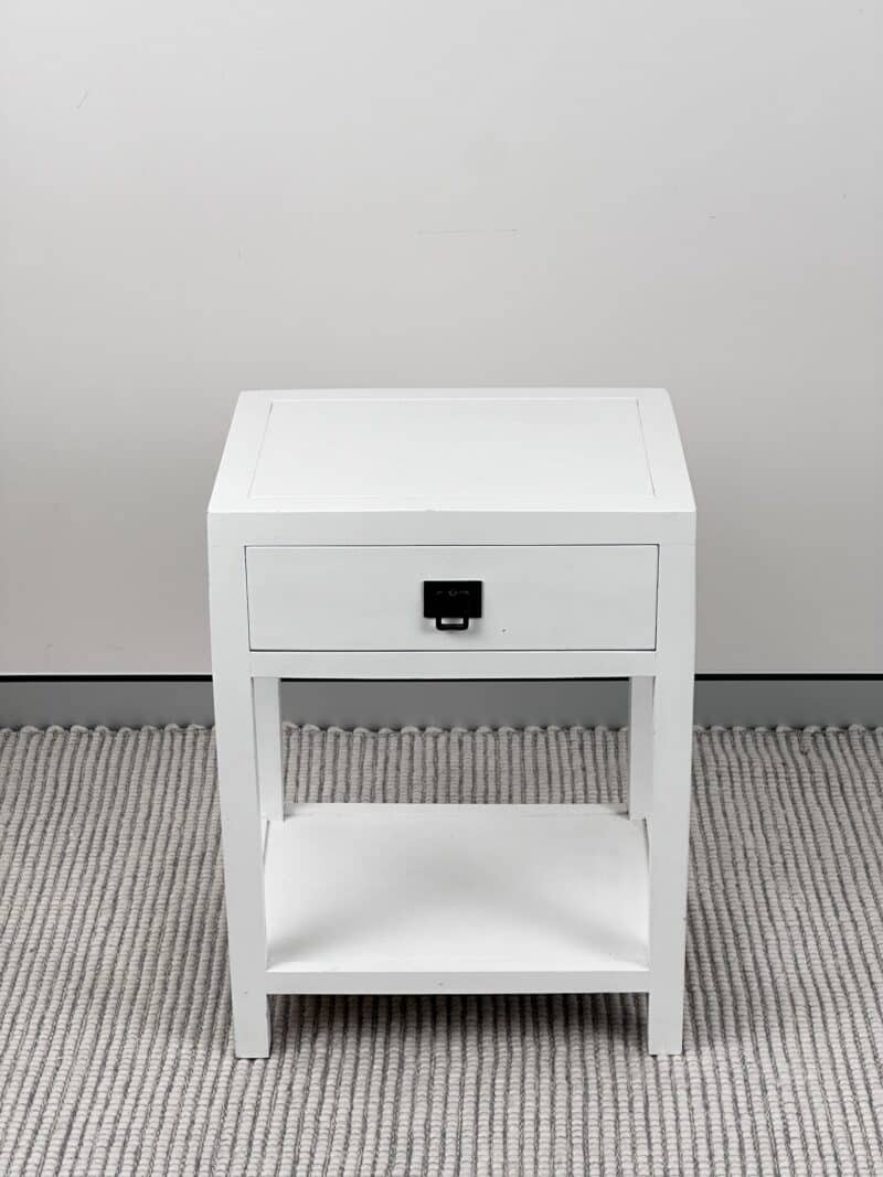 Hampton Style Bedside Table – White – Ex-Display