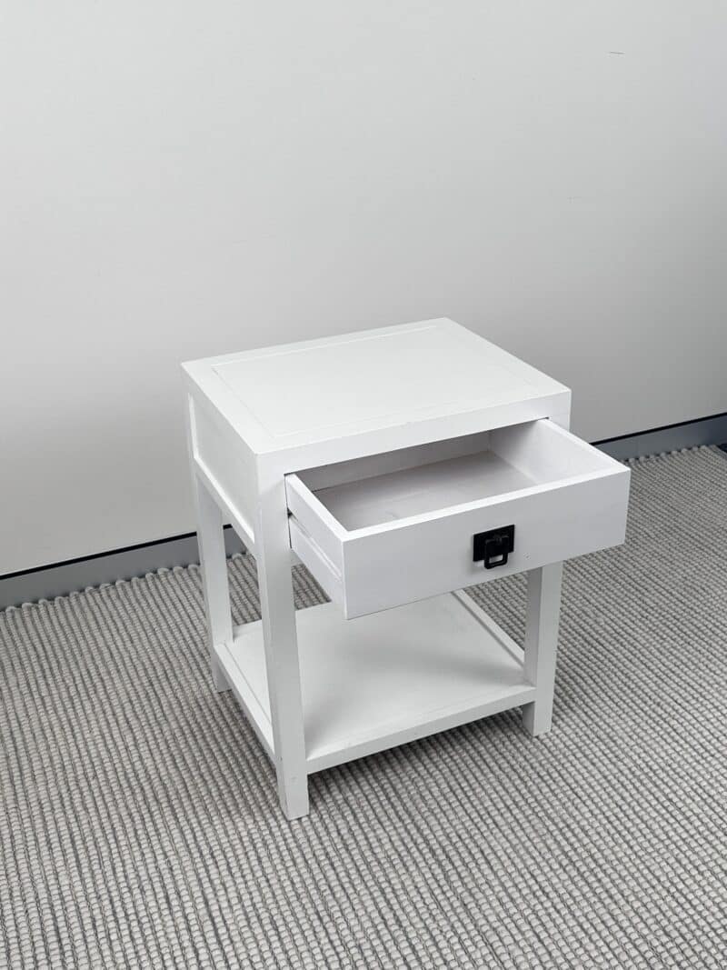 Hampton Style Bedside Table – White – Ex-Display