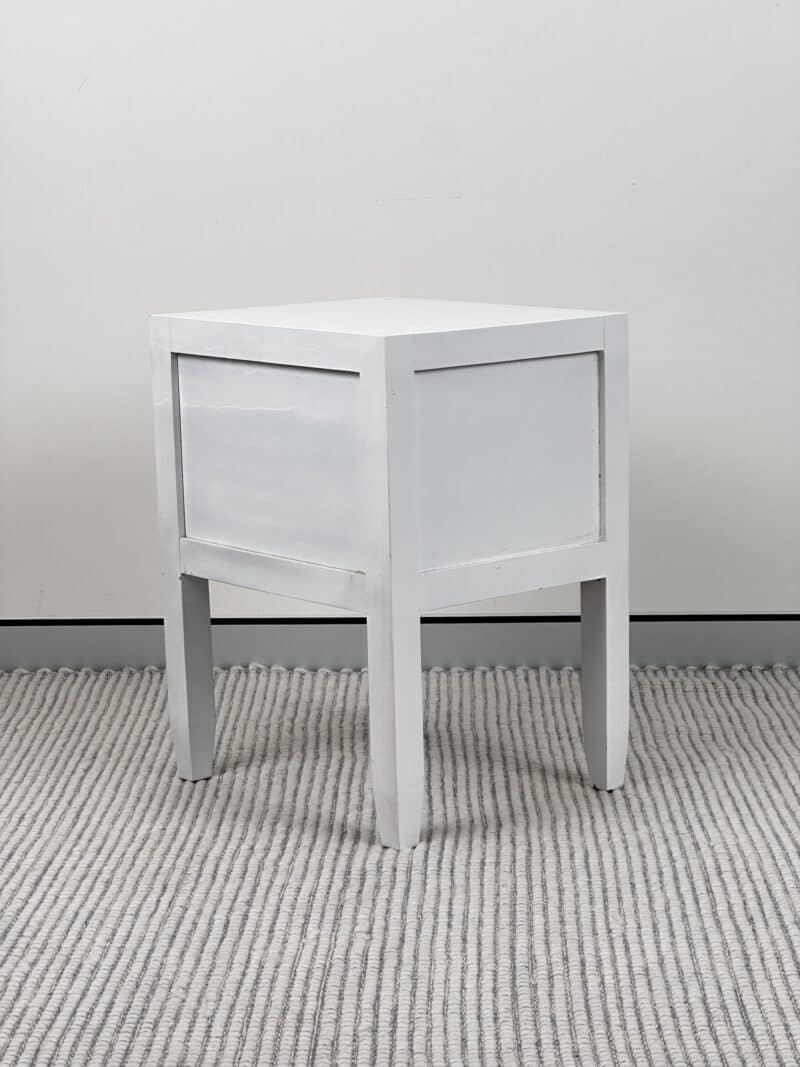 Transitional Wooden Bedside Table – White – Ex-Display