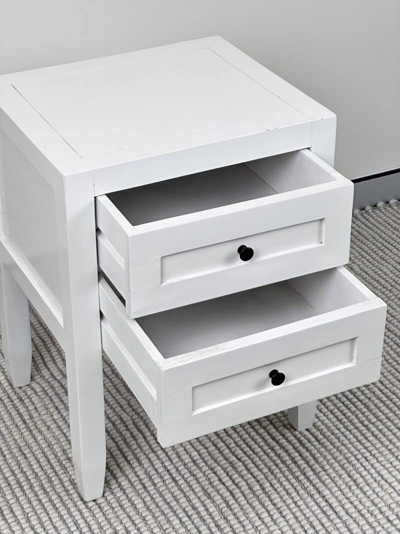 Transitional Wooden Bedside Table – White – Ex-Display