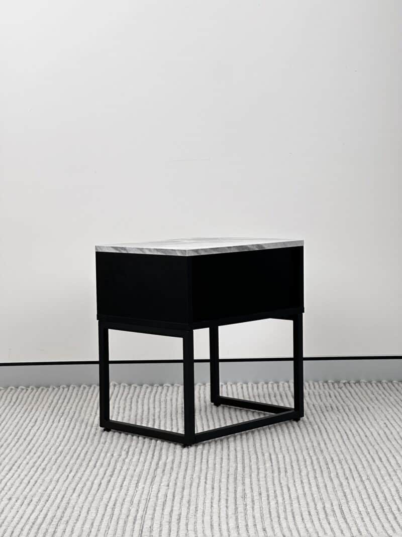 Modern Marble Look Bedside Table – Black – Ex-Display