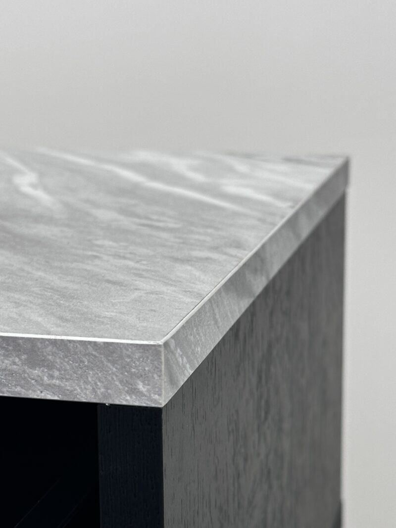Modern Marble Look Bedside Table – Black – Ex-Display
