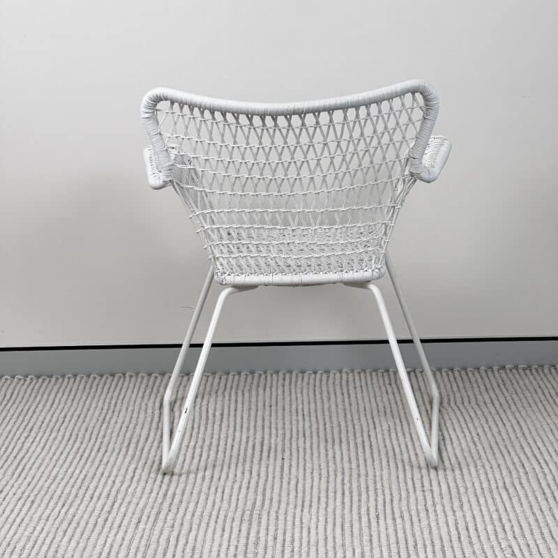 Rattan-Look Outdoor Chair with Armrests – White – Ex-Display