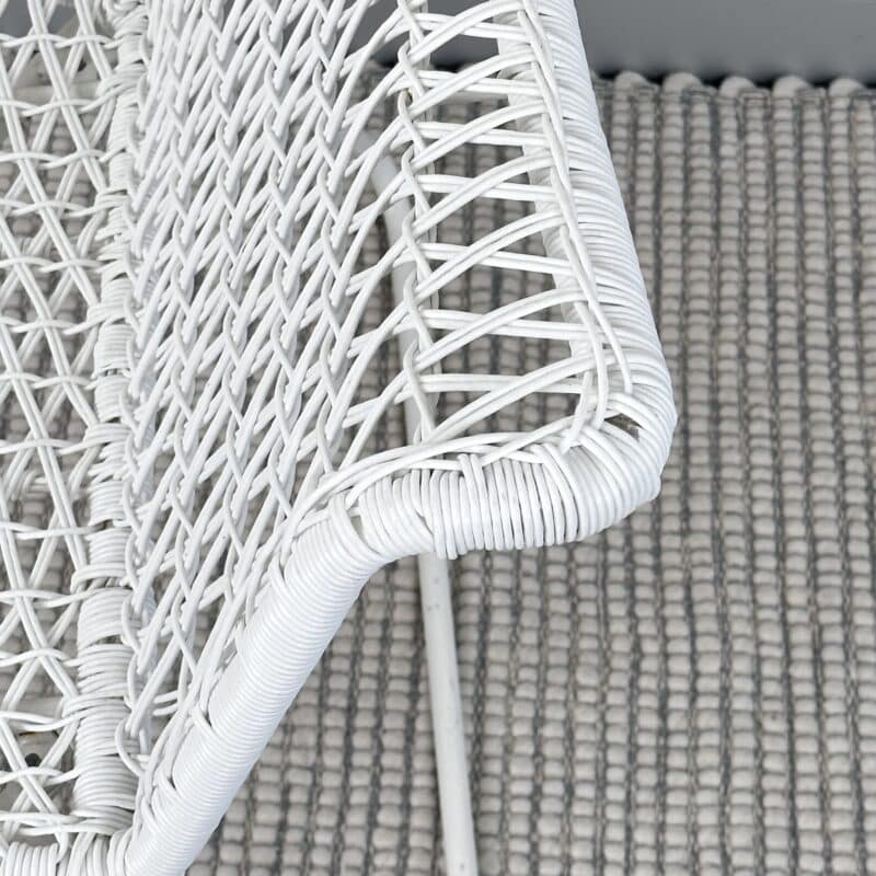 Rattan-Look Outdoor Chair with Armrests – White – Ex-Display