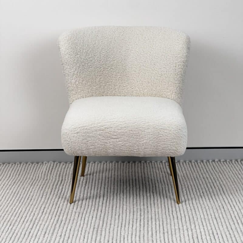 On-Trend Boucle Accent Chair – White & Gold – Ex-Display
