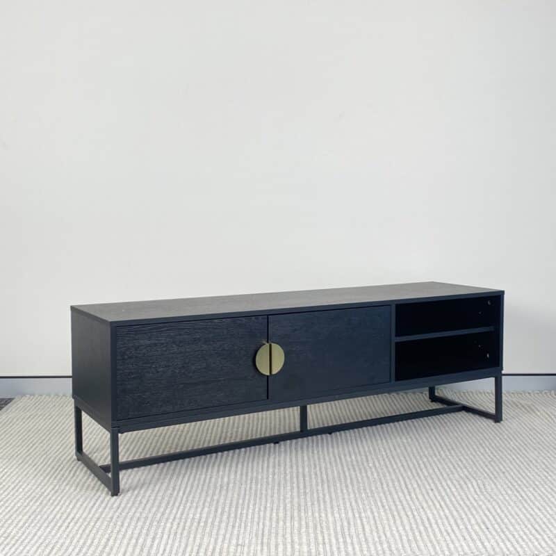 Elegant TV Unit with Storage & Two Shelves – Black & Gold 150cm – Ex-Display