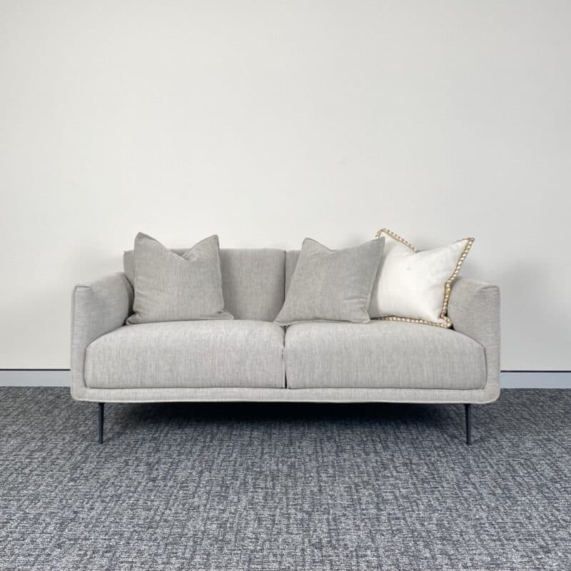Sleek & Modern Style 2 Seater Fabric Sofa – Light Grey – Ex-Display
