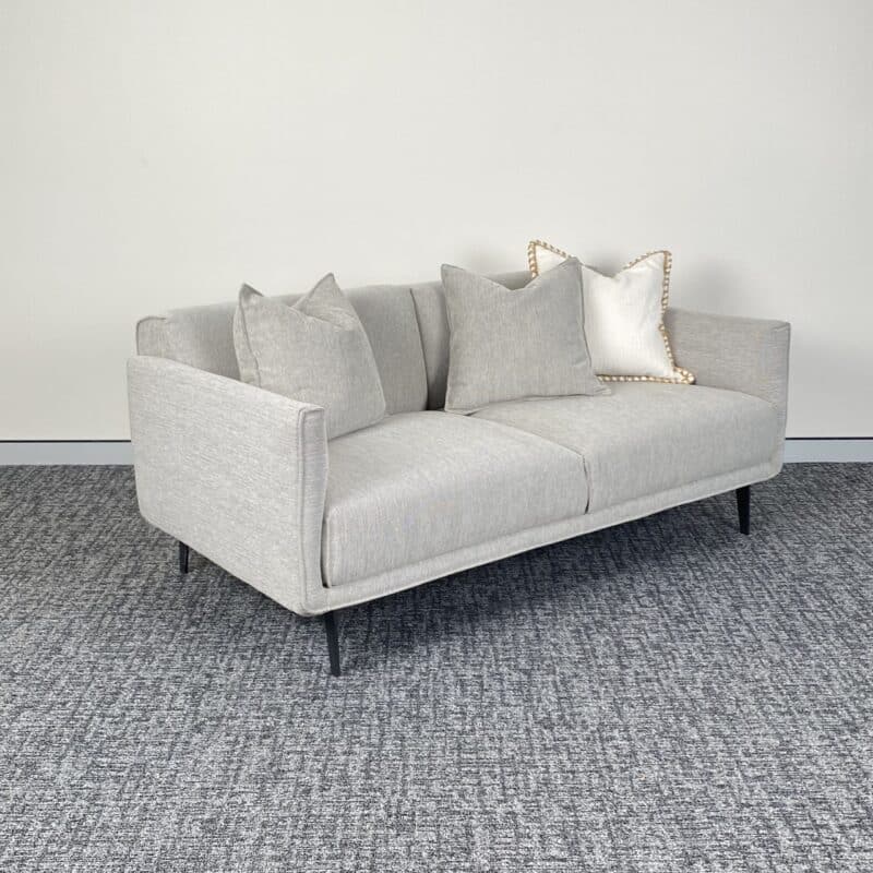 Sleek & Modern Style 2 Seater Fabric Sofa – Light Grey – Ex-Display