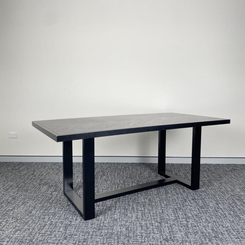 Modern Herringbone Patterned Dining Table – Black – Ex-Display