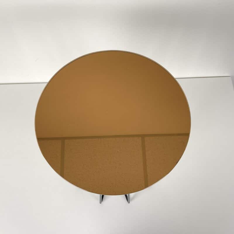 Modern Round Mirror Side Table – Bronze & Black – Ex-Display
