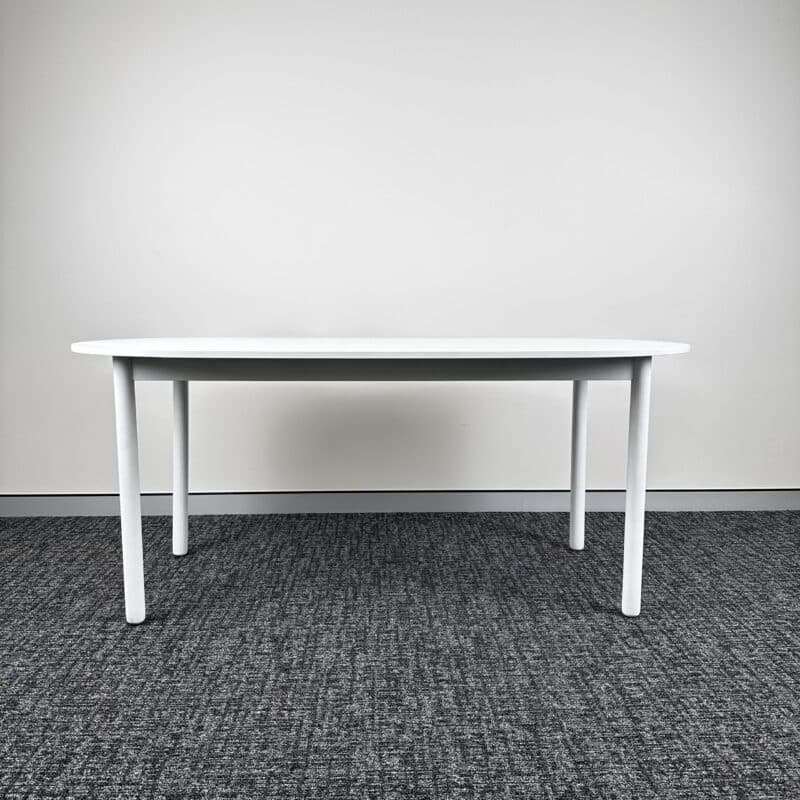 Minimalist Dining Table With Soft Oblong Tabletop – White – Ex-Display