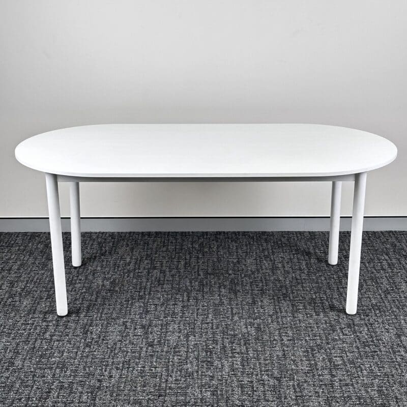 Minimalist Dining Table With Soft Oblong Tabletop – White – Ex-Display