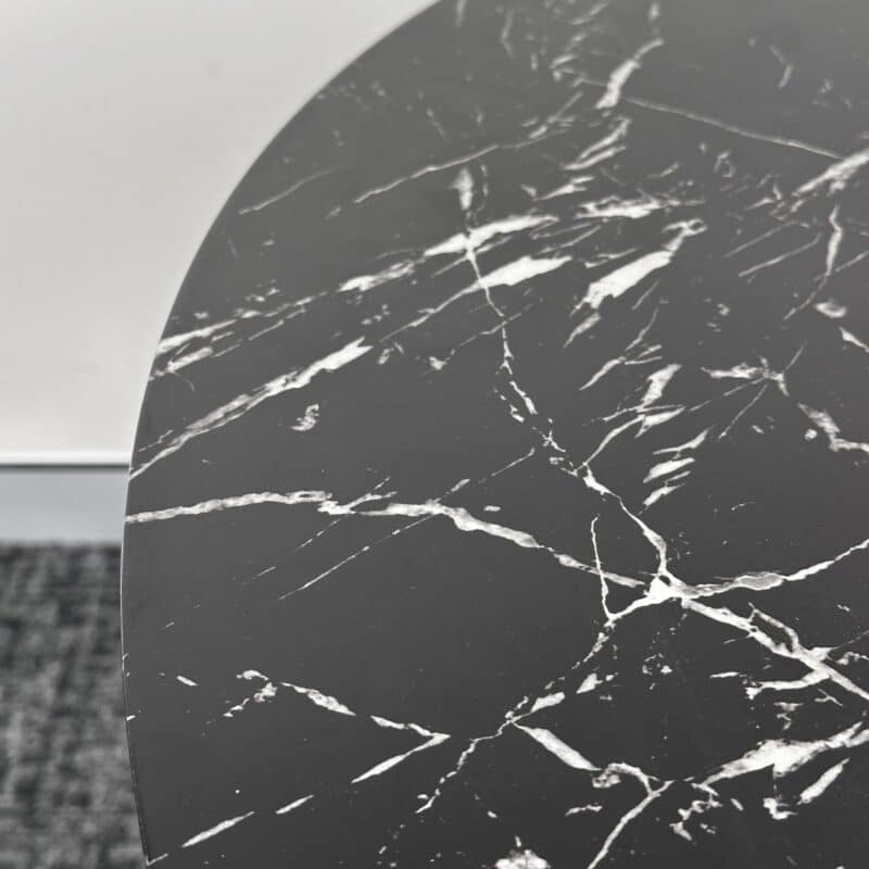 Timeless Round Marble Look Dining Table – Black – Ex-Display