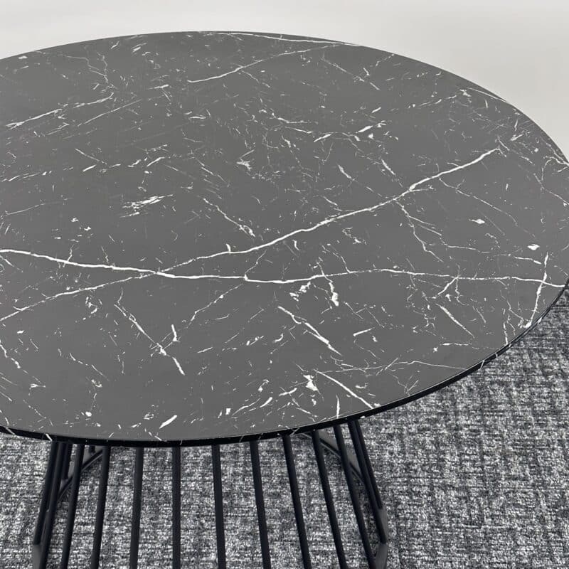 Timeless Round Marble Look Dining Table – Black – Ex-Display