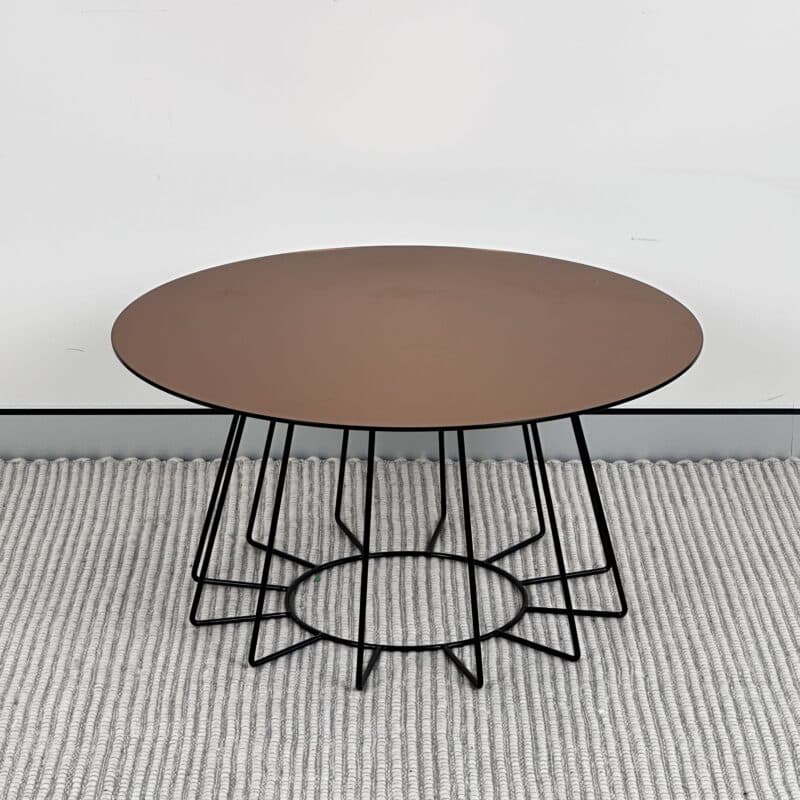 Modern Round Mirror Coffee Table – Bronze & Black – Ex-Display