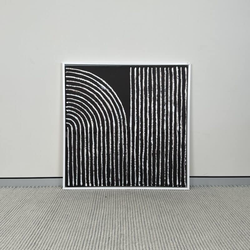 Large Modern Monochromatic Abstract Framed Canvas - Black & White 105cm×105cm - Ex-Display