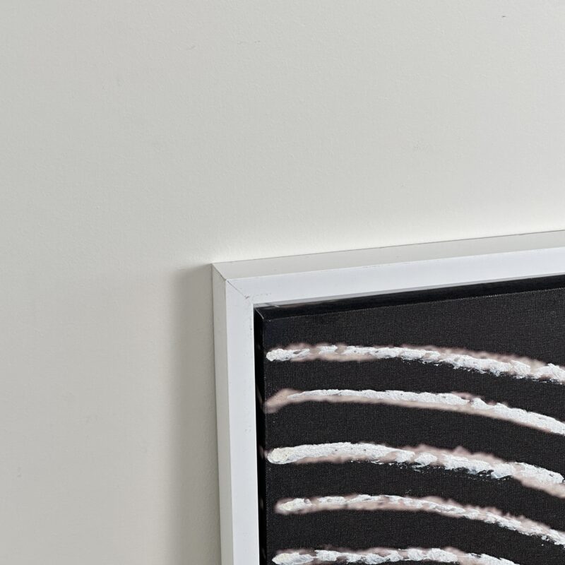 Large Modern Monochromatic Abstract Framed Canvas – Black & White 105cm×105cm – Ex-Display