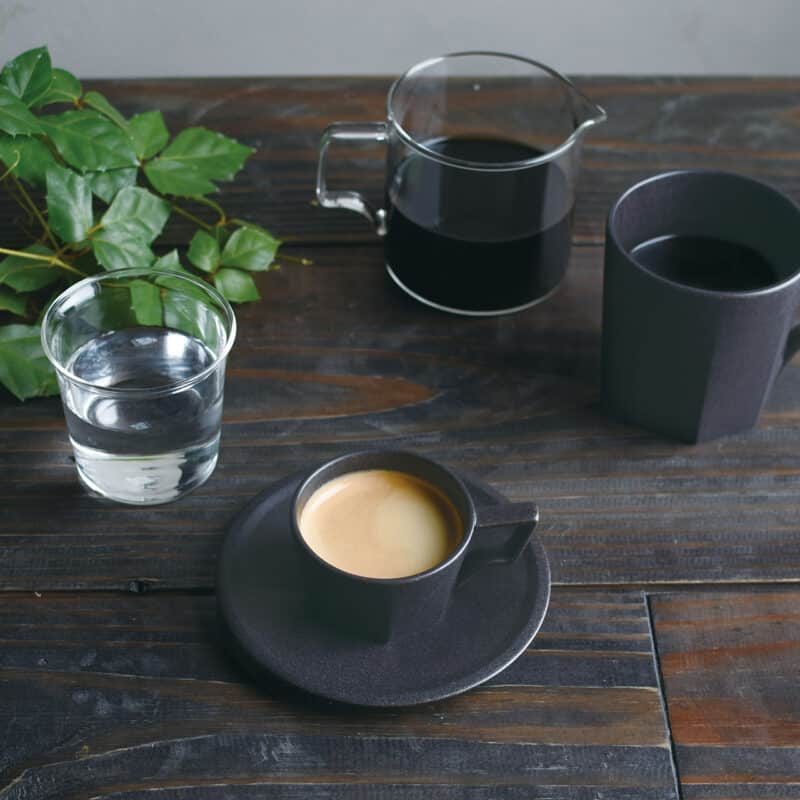 Oct Cup & Saucer by Kinto - Black 80ml - Brand New