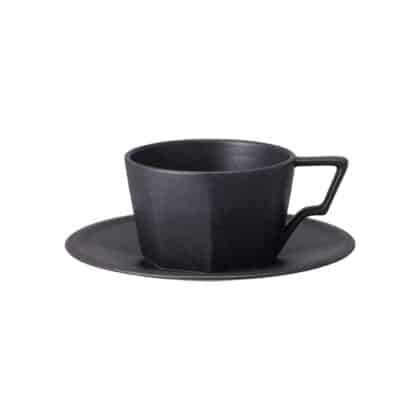 Oct Cup & Saucer by Kinto - Black 300ml - Brand New