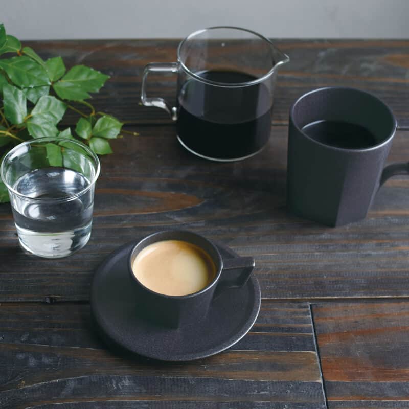 Oct Cup & Saucer by Kinto - Black 220ml - Brand New
