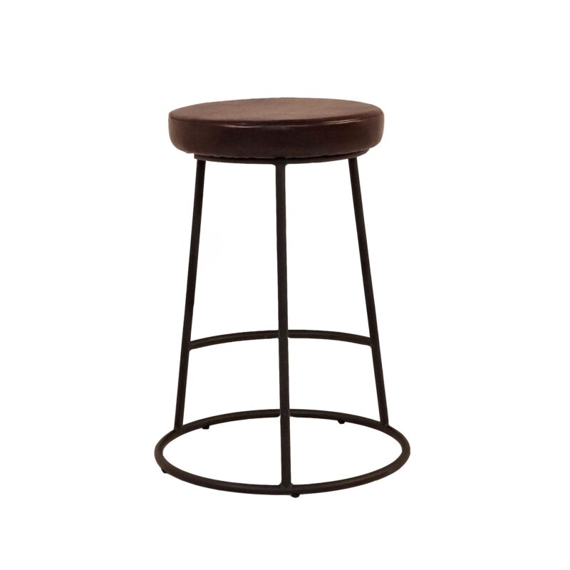 Wyatt Stool in Brown Faux Leather – Brand New