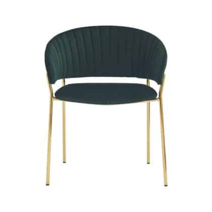 Lex Dining Chair in Green Velvet and Gold Legs – Brand New
