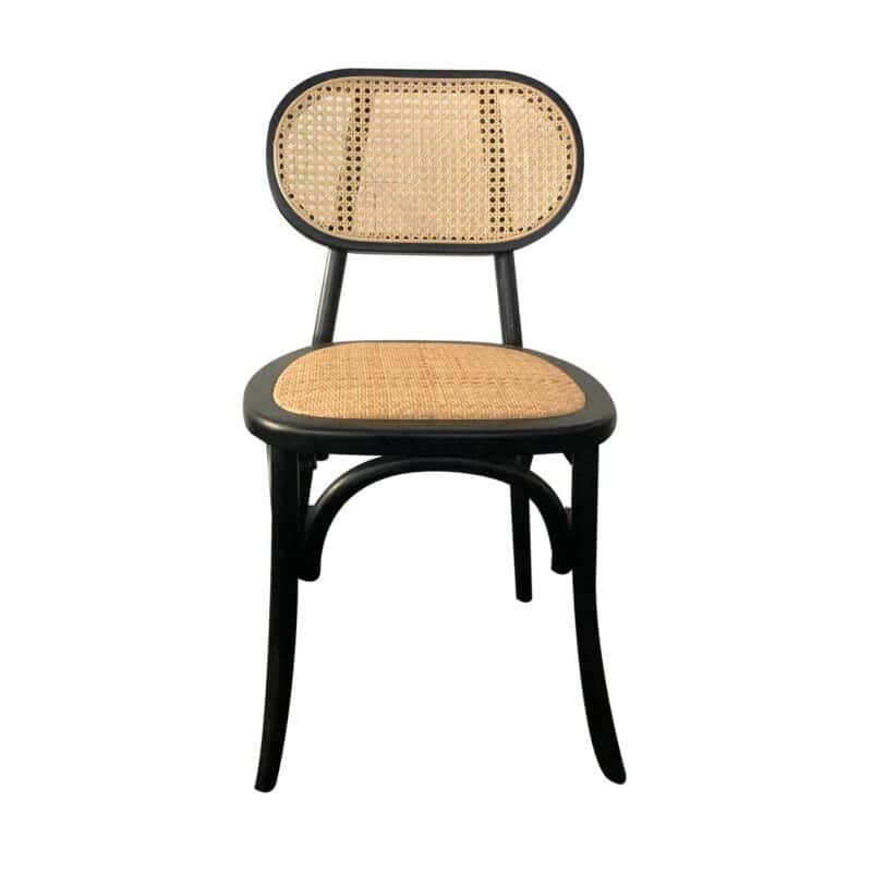 Lima Dining Chair with Rattan Back in Black – Brand New