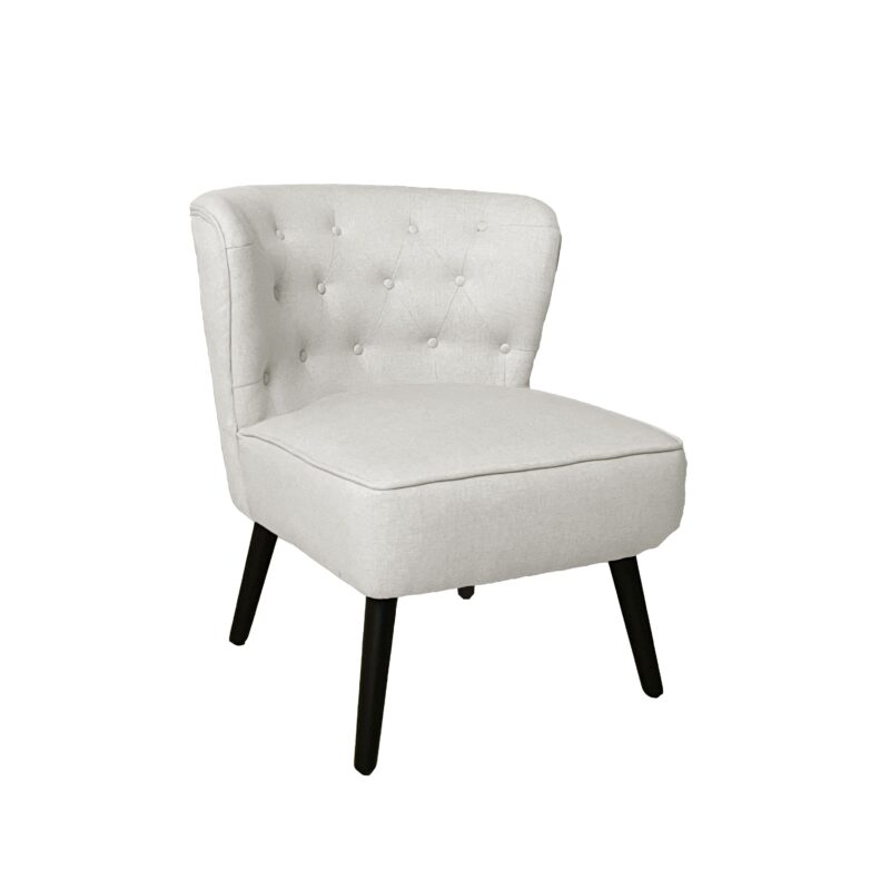Lina Armchair in Beige Fabric with Black Legs - Brand New
