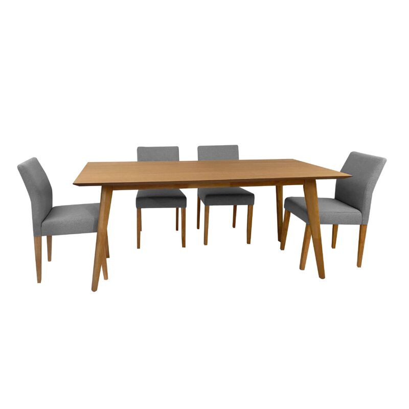 Alexandria 1.8 Dining Table & 6 Hayne Grey Fabric Chairs - Brand New