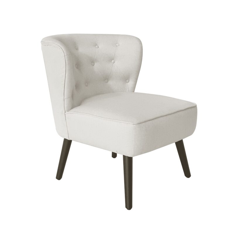 Lina Armchair in Beige Fabric with Black Legs - Brand New