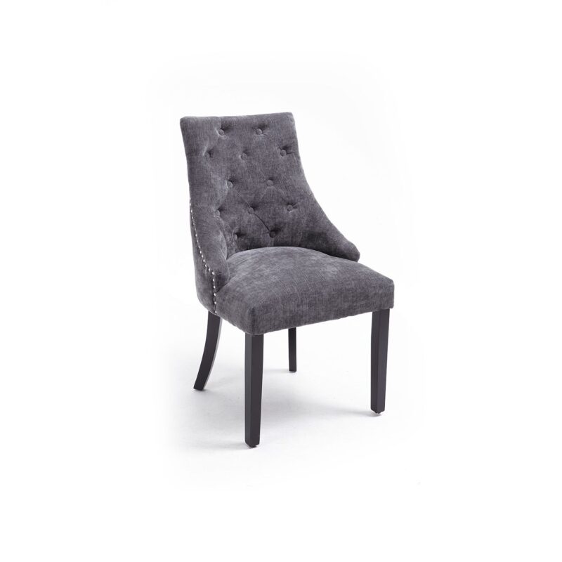 London Chair in Grey Velvet Fabric – Brand New