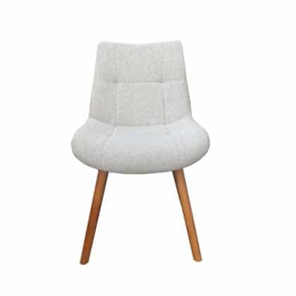 Mali Dining Chair in Grey Fabric and Solid Timber Legs – Brand New