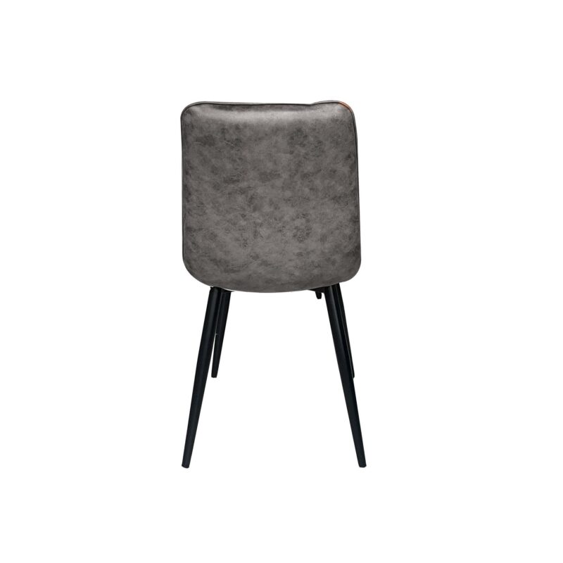 Midash Dining Chair in Charcoal Vintage Fabric with Powdercoated Black Legs – Brand New