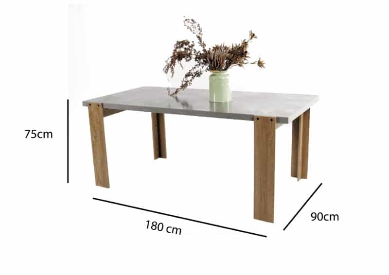 Munich 1.8 Dining Table in Faux Cement Look – Brand New