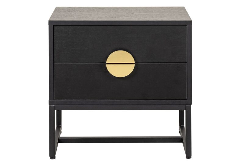 Opus Bedside Table in Black and Gold Handle – Brand New