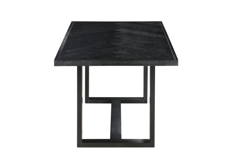 Perry 1.8 Dining Table with 6 Lima Chair in Black Frame and Rattan Back – Brand New