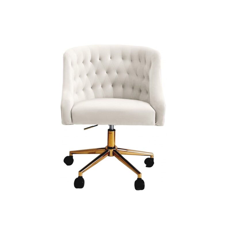 Roosevelt Office Chair in White Velvet – Brand New