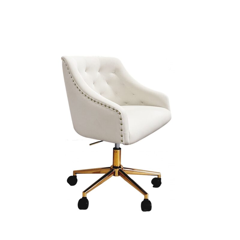 Roosevelt Office Chair in White Velvet – Brand New