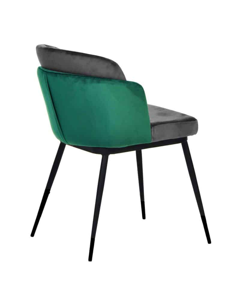 Royale Dining Chair in Green Velvet Fabric and Gold Tip Legs – Brand New