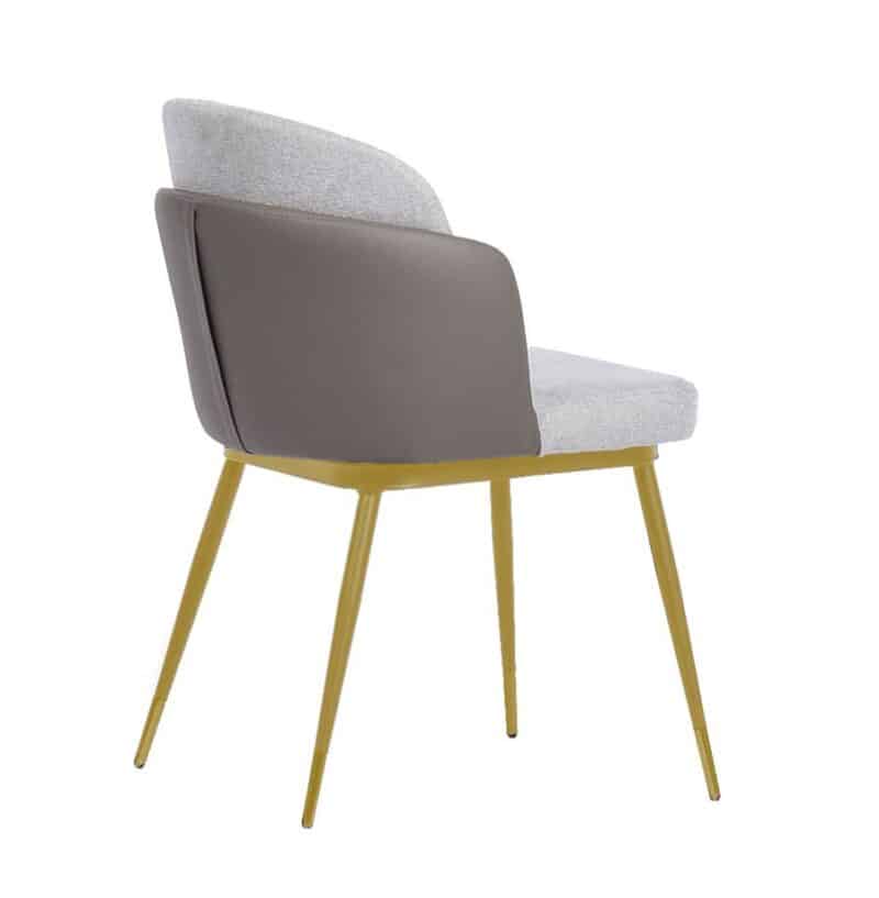 Royale Dining Chair in Grey Velvet Fabric and Gold Tip Legs – Brand New
