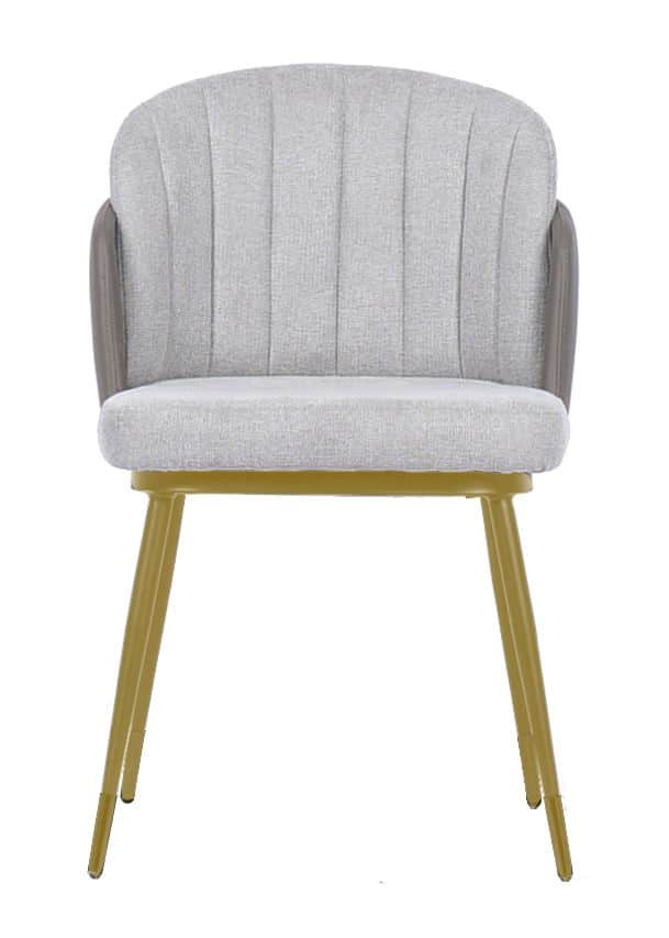 Royale Dining Chair in Grey Velvet Fabric and Gold Tip Legs – Brand New