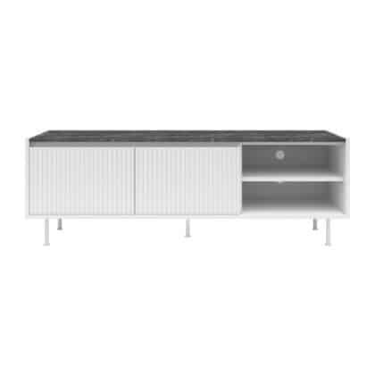 Gemma Entertainment Unit in Faux Marble and White Color - Brand New